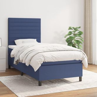vidaXL Vidaxl - Cama Box Spring Con Colch&oacute;n Tela Azul 90x190 Cm