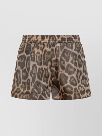 Stella McCartney elastic waistband animal print shorts with side pockets