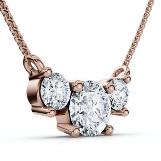Pompeii3 1Ct Diamond 3-Stone Pendant Necklace 14k Gold Lab Grown