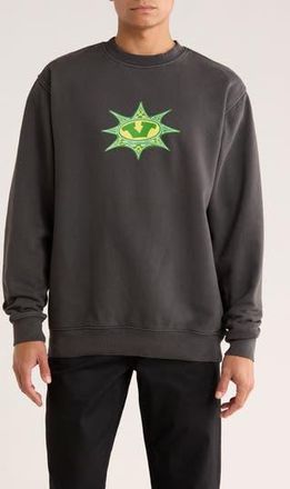 Vans Star Checker Fleece Crewneck Sweatshirt in Black at Nordstrom Rack, Size Medium