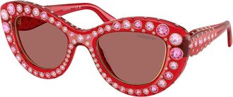 Swarovski SK6060 110369 Womens Sunglasses Red Size 49