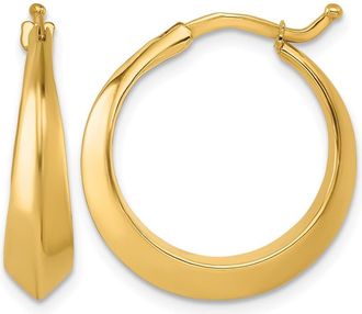 Diamond2Deal 14K Yellow Gold Knife Edge Round Shape Hoop Earrings