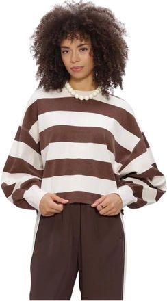 Catwalk Junkie Tops, Dames, Bruin, XS, Katoen, Oversized Gestreept Lang Zonder Mouwen