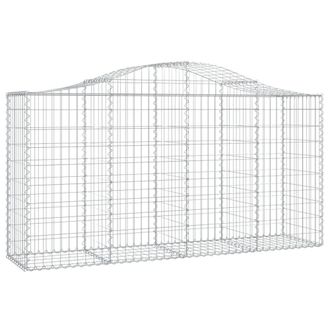 Berkfield Home Decorative Arched Gabion Baskets 3 pcs 200x50x100/120 cm Galvanis in Silver