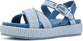 Johnston & Murphy Carli Cross-Band Sandals Womens Sandals Light Blue Raffia/Nappa Leather : 7.5 M