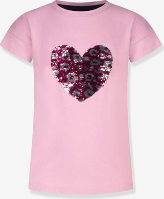 Salt And Pepper T-Shirt Herz-Applikation mit Wendepailletten, Leo KIDS PARK M&auml;dchen Salt and Pepper malve