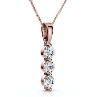 Pompeii3 Delicate Three Stone Diamond 10k White Or Yellow Gold Lab Grown 18 Necklace