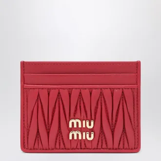 Miu Miu Red matelass&eacute; nappa card holder