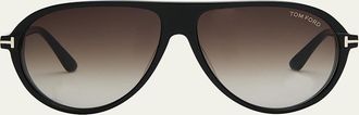 Tom Ford Mens Marcus T-Logo Oval Sunglasses
