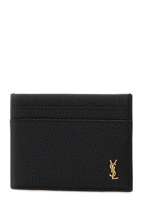 Saint Laurent YSL Monogram Leather Card Case - Black