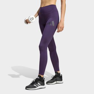 adidas Trainingstights ADIDAS PERFORMANCE TRAIN ESSENTIALS BIG LOGO FULL-LENGTH LEGGINGS, Damen, Gr. XL, N-Gr, aurora plum, Obermaterial: 91% Polyester, 9% E