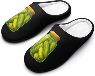 Generic Canned Pickles Cucumbers Slippers Men Winter Warm Cotton Anti-Slip Indoor Slip-Ons House Shoes