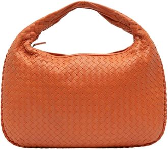 Bottega Veneta Pre-owned Woven Leather Hobo Bag - Dames - Vintage Schoudertas - Oranje - ONE Size - Leer - Vintage