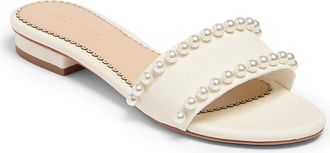 Cinq &agrave; Sept Finley Pearly Embellished Slide Sandal in Ivory at Nordstrom Rack, Size 10.5Us / 40.5Eu