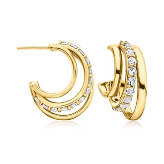 Ross-Simons White Topaz Convertible Multi-Hoop Earrings in 18kt Gold Over Sterling