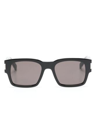 Saint Laurent Eyewear Occhiali da sole squadrati con logo inciso - Nero