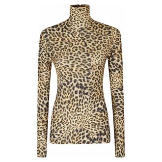 Norma Kamali Slim Fit Long Sleeve Turtle Top - Dames - Tops - Bruin - Maat: M Spandex