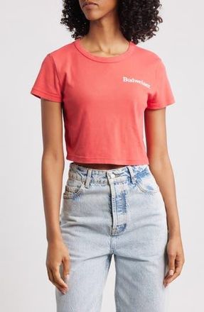 Junk Food Budweiser Label Crop Cotton Graphic T-Shirt in Red at Nordstrom Rack, Size Xx-Large