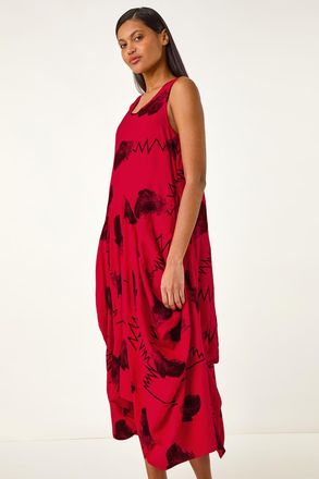 Roman Abstract Bubble Hem Midi Dress