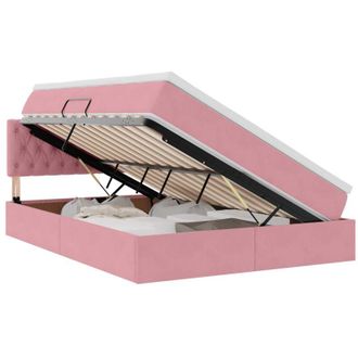 vidaXL Bed with Mattress with LED Pink 140 x 200 cm Velvet vidaXL
