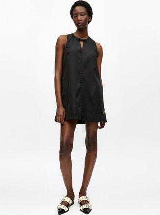 Ganni Black Duchesse Nylon Mini Dress - Size 10/12