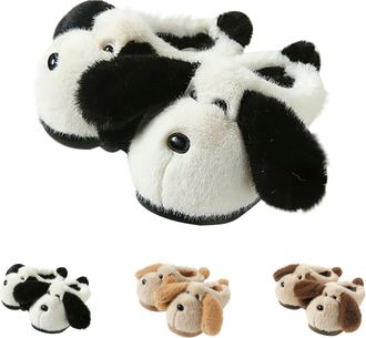 Generic Plush Animal Slippers for Women Size 6 Cute Cartoon Animal Slippers, Soft Lined Cozy Warm Memory Foam, Winter Anti-Slip Slip-on House Shoes Black