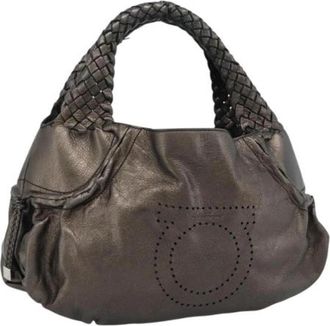 Ferragamo Pre-owned Hand Bag - Dames - Vintage Handtas - Grijs - ONE Size - Leer - Vintage