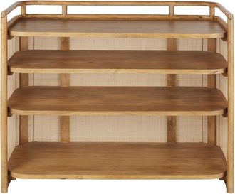 Maisons du monde Encimera profesional de madera de mango y trenzado de fibras vegetales color beige