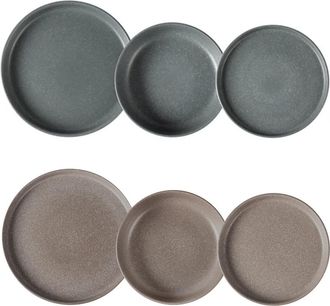 Trade Shop Trade Shop - Set Servizio Da Tavola Di Piatti In Stoneware 18 Pezzi Design Nordico Elegante In 2 Colori