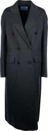Prada Double-breasted Double Cashwool Coat - female - Prada - Double-Breasted Coats - Gray - XS - Coats