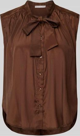Christian Berg Blusentop mit Schluppe und Knopfleiste in Schoko, Gr&ouml;&szlig;e 36