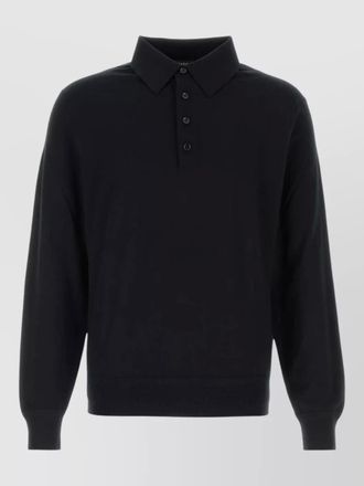 Tom Ford wool knit shirt collar ribbed cuffs hem
