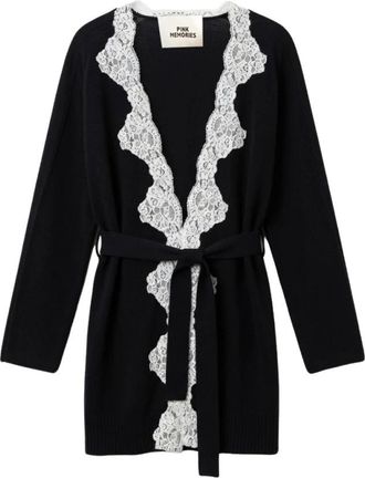 Pink Memories Cardigan Kimono - Dames - Badjassen - Zwart - L - Nachtkleding