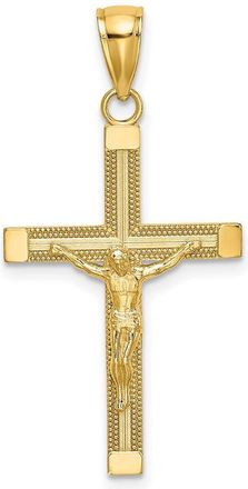 Diamond2Deal 14k Gold Polished Textured Crucifix Charm