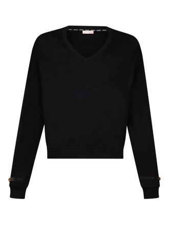 Liu Jo V-neck sweater - women - Viscose/Polyamide/Spandex/Elastane - L - Black