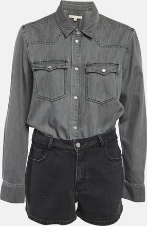 Maje Grey & Black Denim Romper