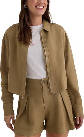 Bella Dahl Oversized Cropped Linen-Blend Shacket