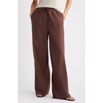 Nordstrom Linen Blend Drawstring Pants in Brown Roast at Nordstrom, Size Xx-Large