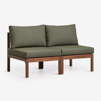 Sklum Sof&aacute; Modular De Jard&iacute;n De 2 Piezas En Madera De Acacia Branson Sklum