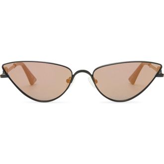 Le Specs The Soiree 60mm Mirrored Cat Eye Sunglasses in Satin Black/Flash at Nordstrom Rack