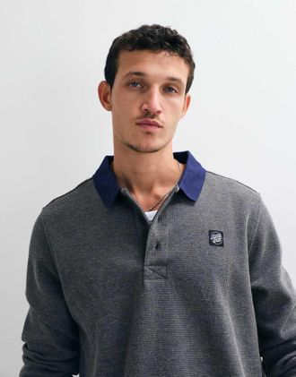 Santa Cruz polo rugby a maniche lunghe in tessuto waffle color antracite-Grigio