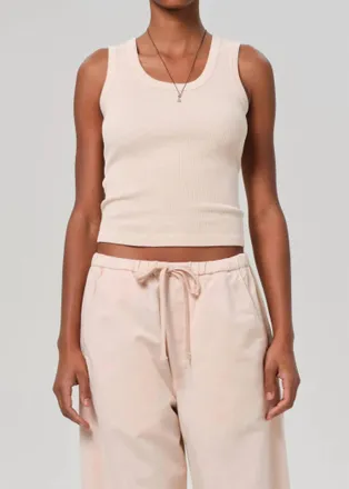 Citizens Of Humanity Inez Waffle Tank Top In Shrimp