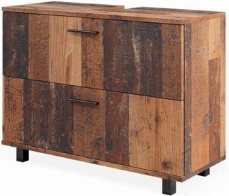 Vicco Mueble bajo lavabo Ilias, Roble rústico, 80 x 60 cm con 2 cajones