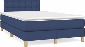 vidaXL Cama Box Spring Con Colch&oacute;n Y Luces Led Tela Azul 120x190 Cm Vidaxl