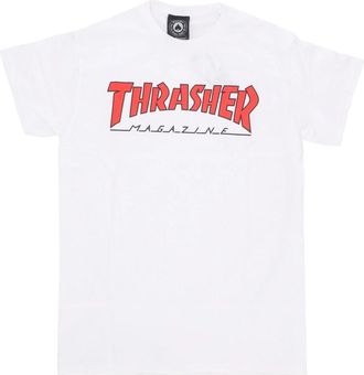 Thrasher Wit/Rood Tee Korte Mouw Katoenen T-shirt - Heren - T-shirts - Wit - L - Katoen - Tops
