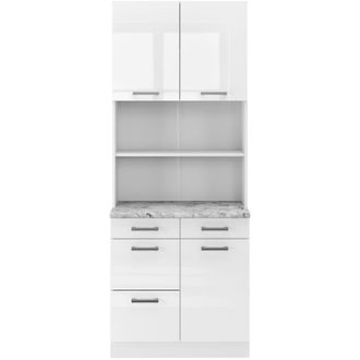 Vicco Cucine componibili piccole R-Line, Bianco lucido, 80 cm, pl Marmo