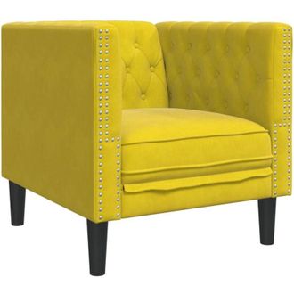 vidaXL Sill&oacute;n Chesterfield De Terciopelo Amarillo Vidaxl