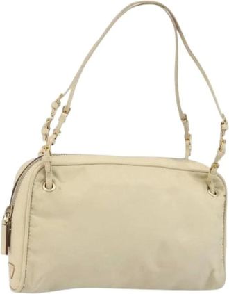 Prada Pre-owned Shoulder Bags, female, Beige, Size: ONE SIZE Pre-owned Vintage Nylon Hand Bag