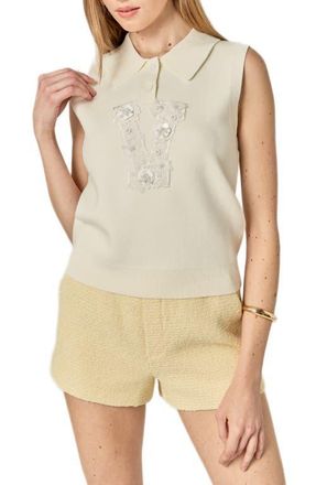 English Factory Appliqu&eacute; Knit Vest in Cream at Nordstrom, Size X-Small