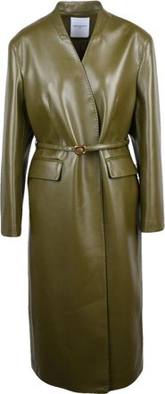 Isabelle Blanche Green Shearling Snap Belted Coat